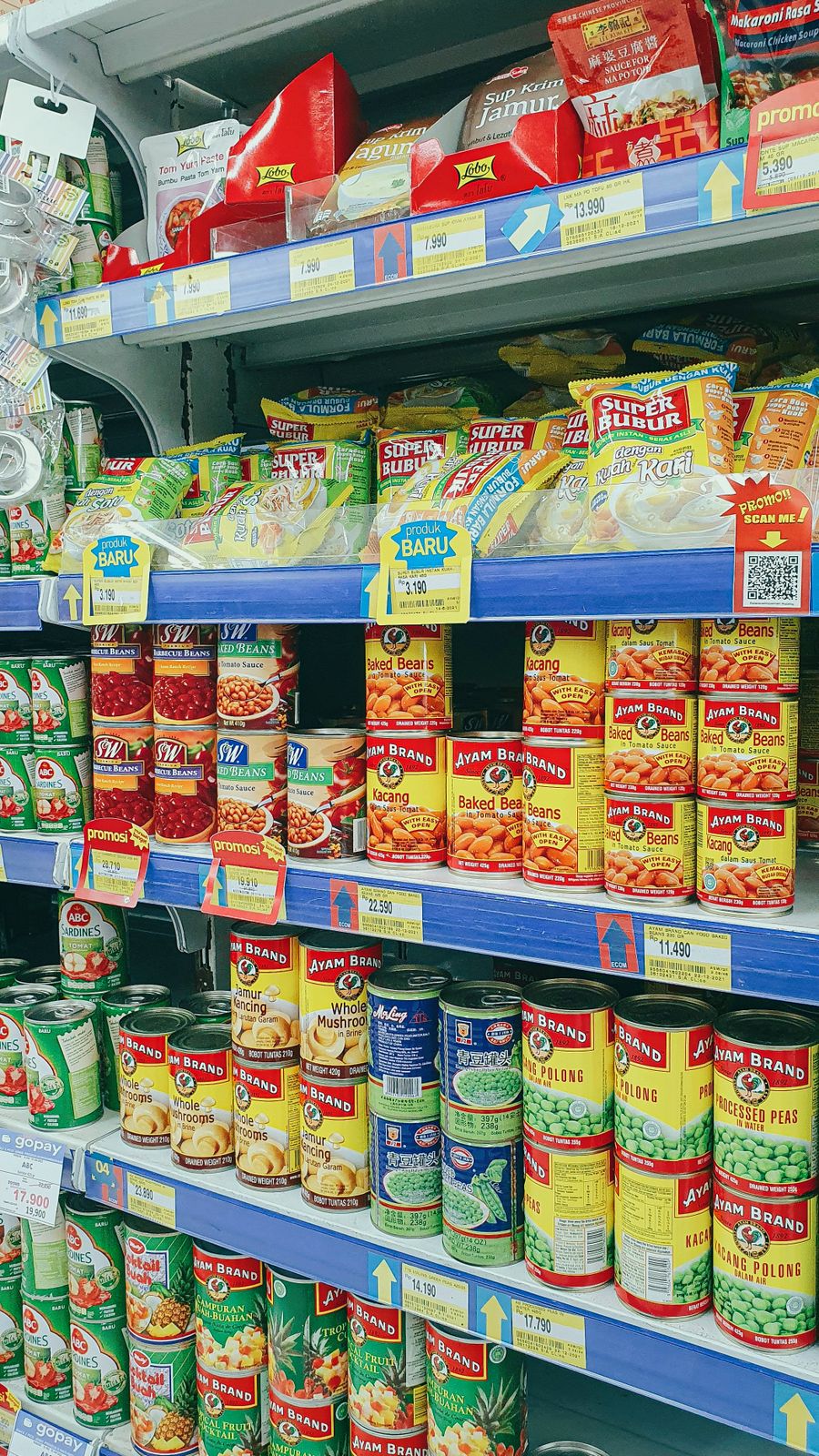 Groceries on shelves